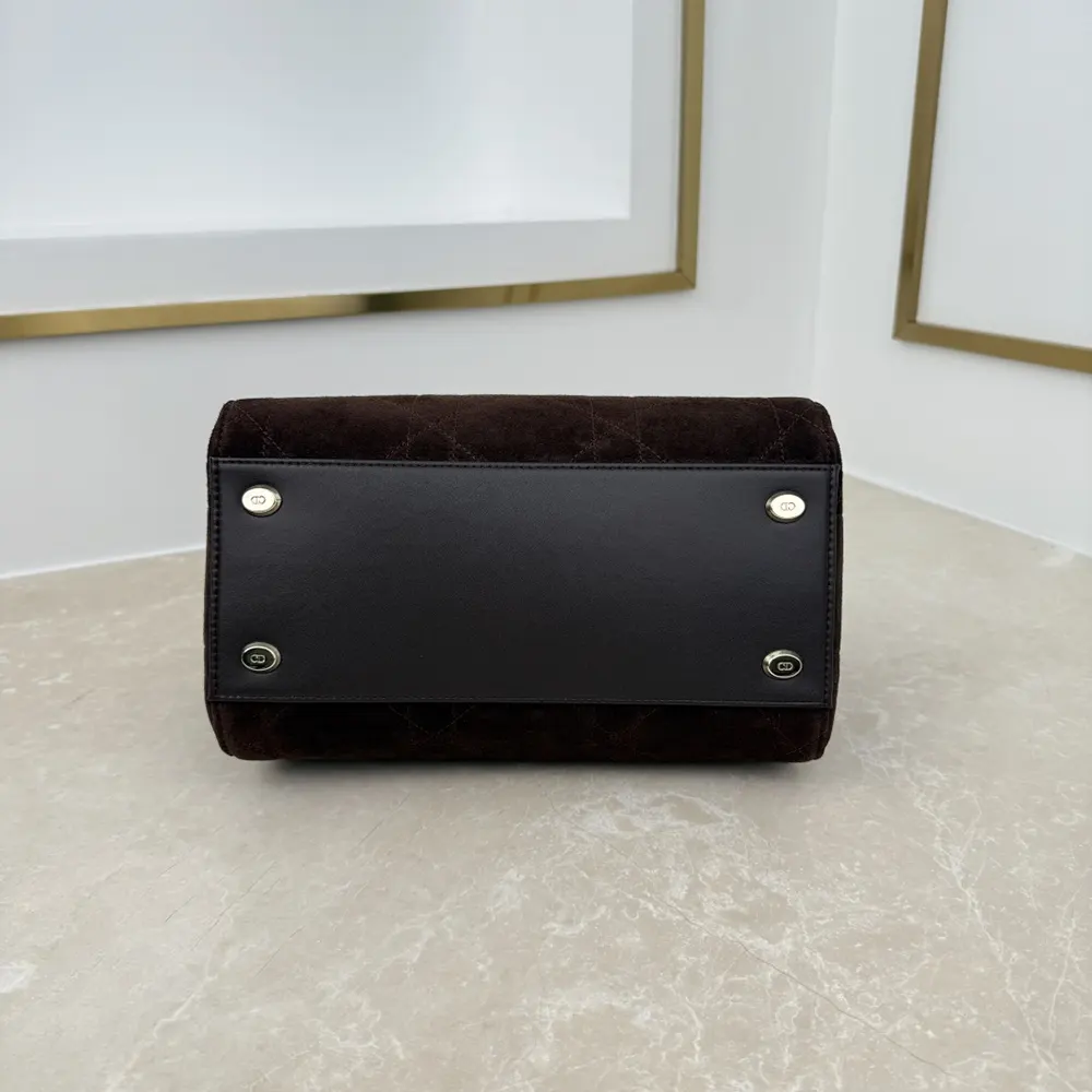 Dior Women Small Dior Granville Bag Chocolate Flat Macrocannage Suede Calfskin - image 7