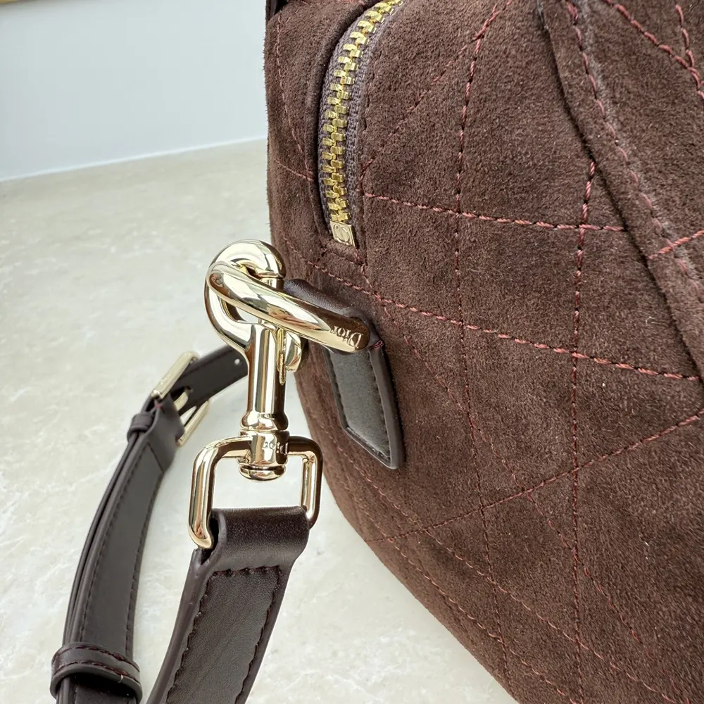 Dior Women Small Dior Granville Bag Chocolate Flat Macrocannage Suede Calfskin - image 9