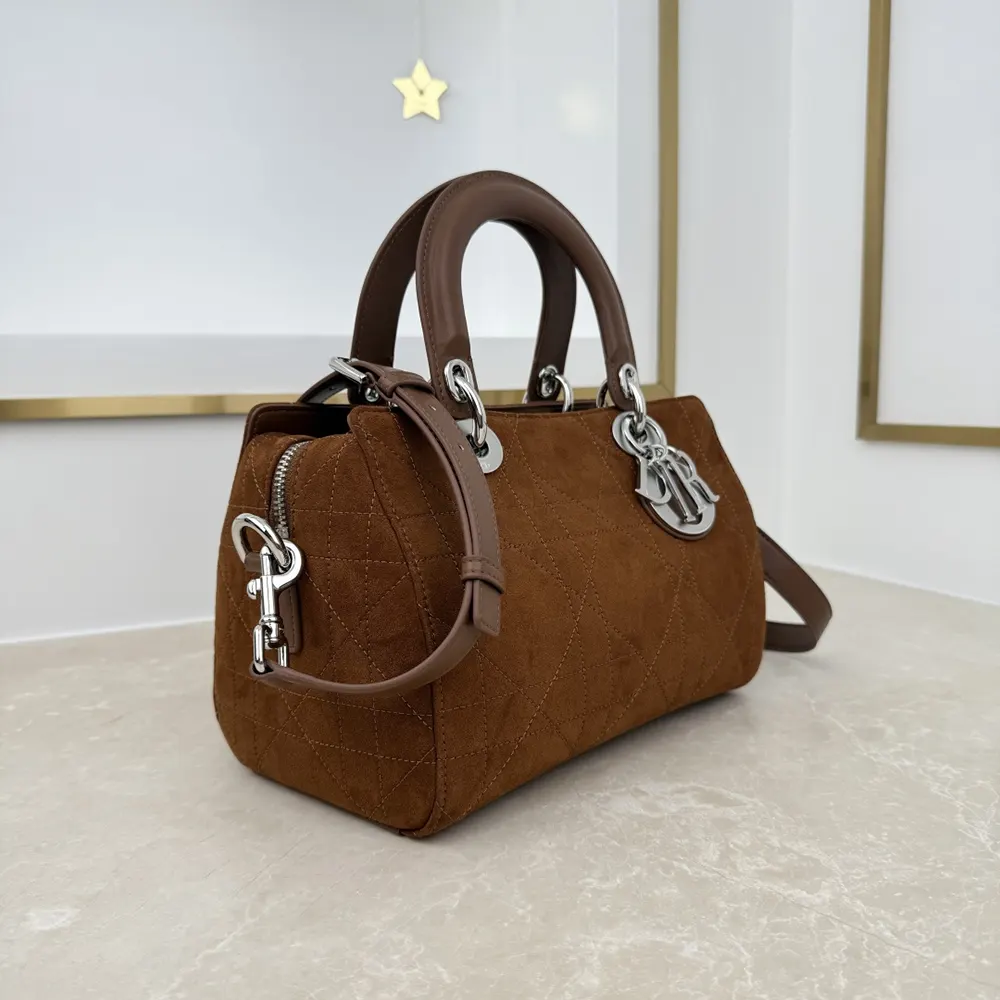 Dior Women Small Dior Granville Bag Golden Saddle Flat Macrocannage Suede Goatskin - image 5