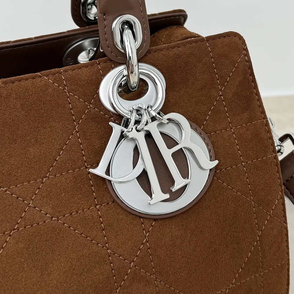 Dior Women Small Dior Granville Bag Golden Saddle Flat Macrocannage Suede Goatskin - image 8