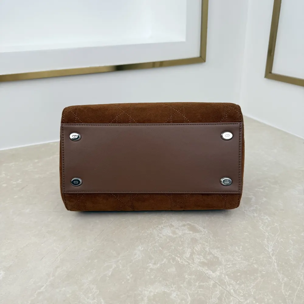 Dior Women Small Dior Granville Bag Golden Saddle Flat Macrocannage Suede Goatskin - image 7
