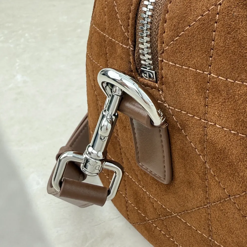 Dior Women Small Dior Granville Bag Golden Saddle Flat Macrocannage Suede Goatskin - image 9