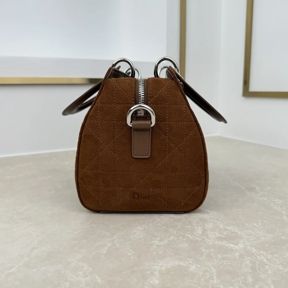 Dior Women Small Dior Granville Bag Golden Saddle Flat Macrocannage Suede Goatskin - image 4