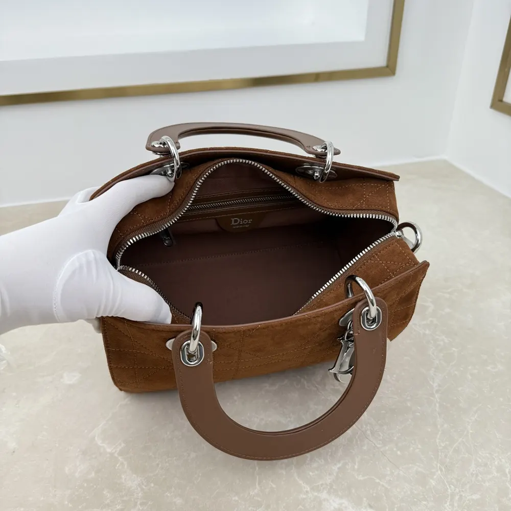 Dior Women Small Dior Granville Bag Golden Saddle Flat Macrocannage Suede Goatskin - image 6