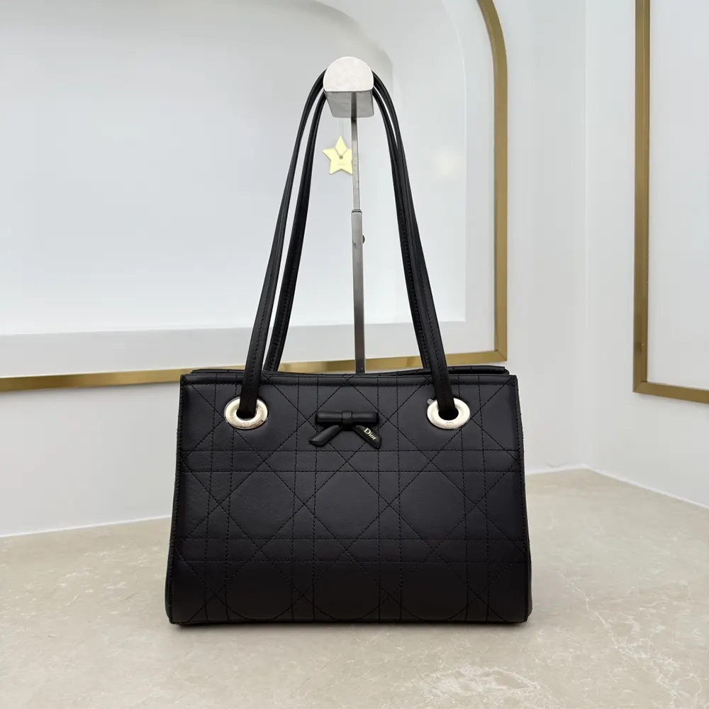 Close-up of silver-tone hardware on Dior Women Small Dior Promenade Shopping Bag