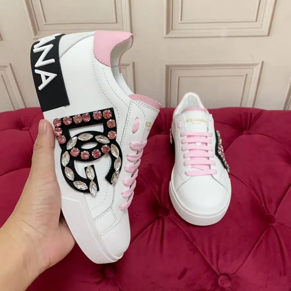 Top view showing laces and branding on Dolce Gabbana D&G Portofino Sneakers