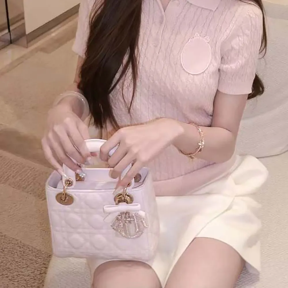 Dior Women Mini Lady Dior Bag with Chain Ballet Pink Cannage Lambskin - image 6