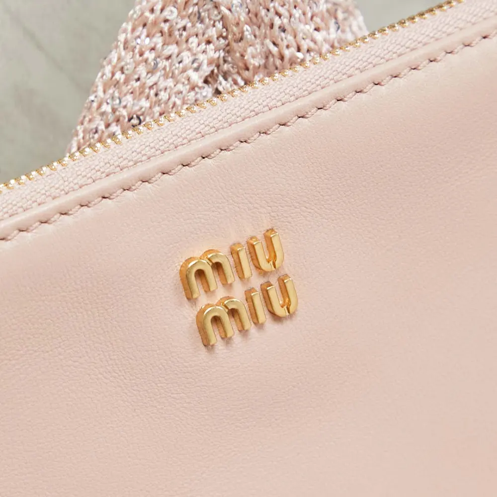 Miu Miu Women Ivy Sequin Mesh Bag Powder Pink - image 8