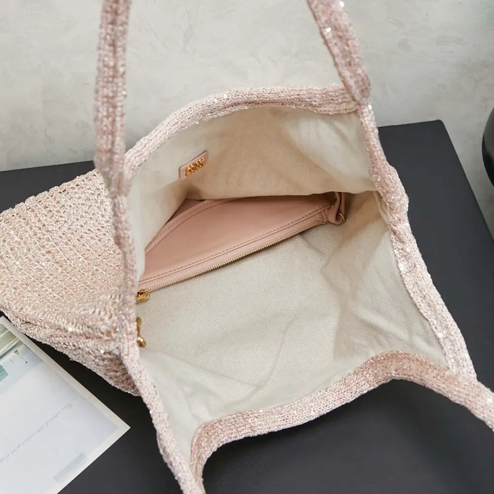 Miu Miu Women Ivy Sequin Mesh Bag Powder Pink - image 5