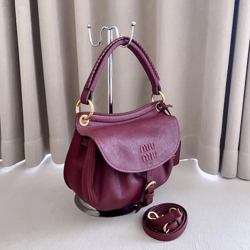 Miu Miu Women Rendez-Vous Nappa Leather Bag Amaranth Red - image 5