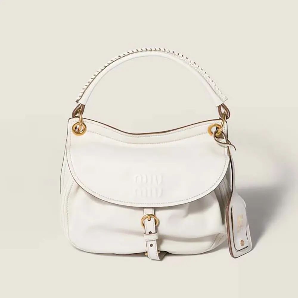 Front view of Miu Miu Women Rendez-Vous Nappa Leather Bag Chalk White