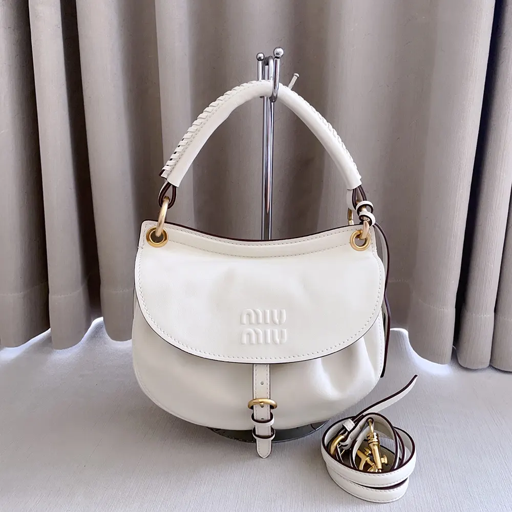 Close-up of silver hardware on Miu Miu Women Rendez-Vous Nappa Leather Bag