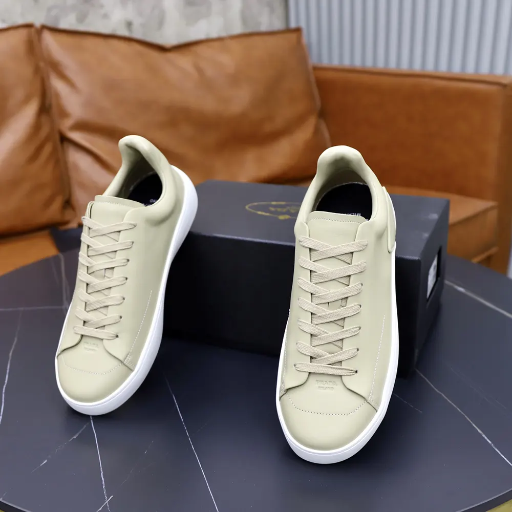 Prada Unisex Court Leather Sneakers-Desert Beige - image 5