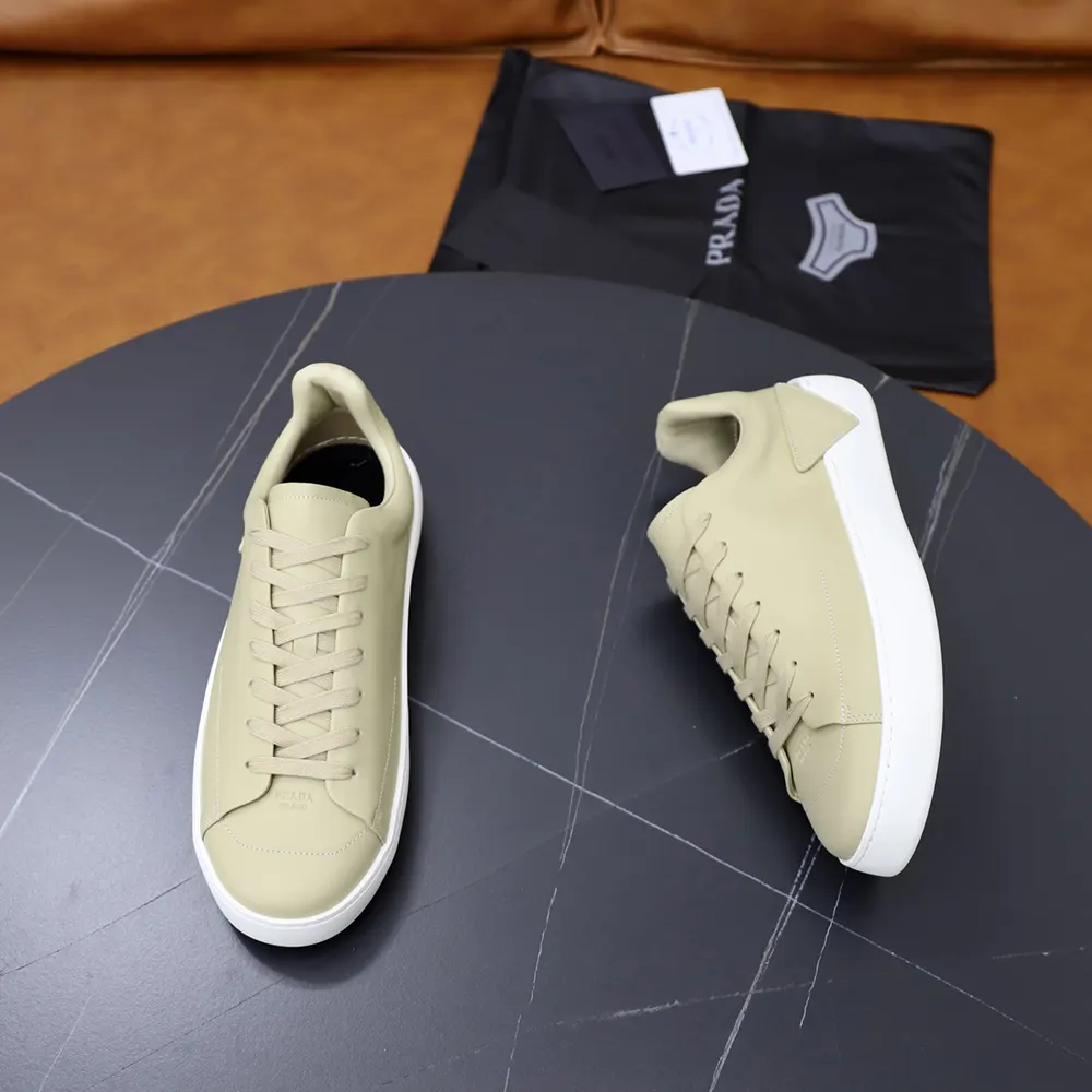 Prada Unisex Court Leather Sneakers-Desert Beige - image 6