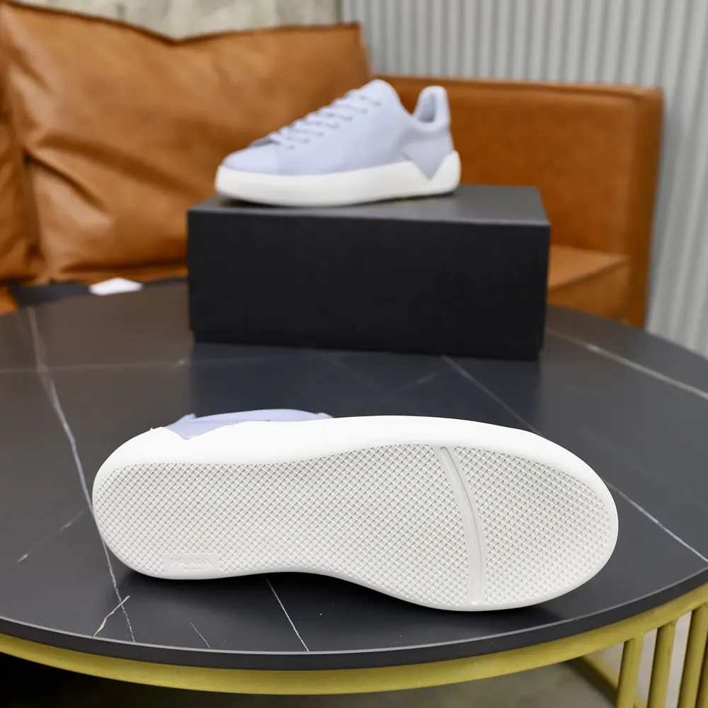 Prada Unisex Court Leather Sneakers-Pearl Gray - image 10