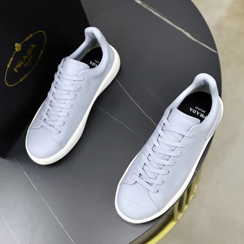 Prada Unisex Court Leather Sneakers-Pearl Gray - image 5