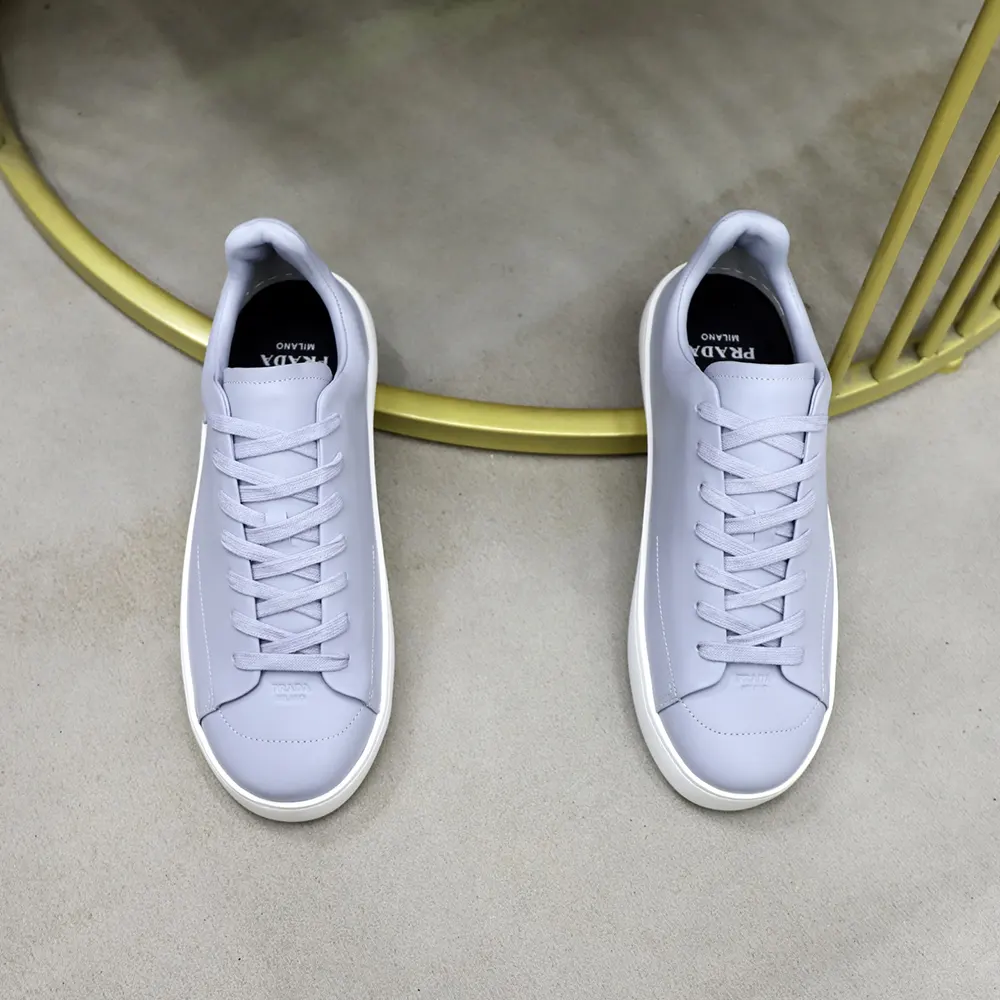 Prada Unisex Court Leather Sneakers-Pearl Gray - image 6