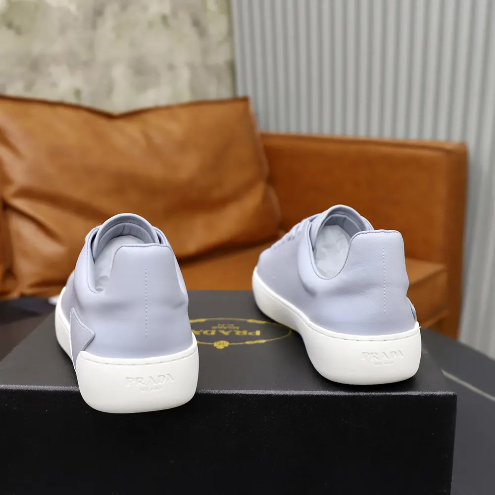 Prada Unisex Court Leather Sneakers-Pearl Gray - image 9