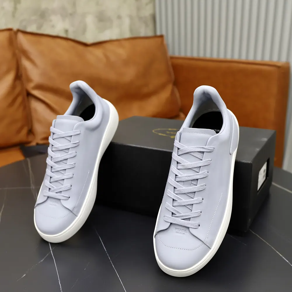 Prada Unisex Court Leather Sneakers-Pearl Gray - image 8