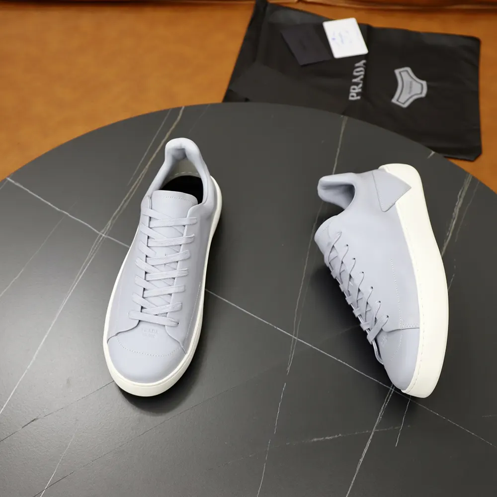 Prada Unisex Court Leather Sneakers-Pearl Gray - image 7