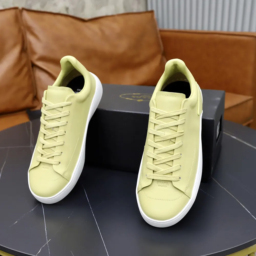 Prada Unisex Court Leather Sneakers-Pineapple - image 7