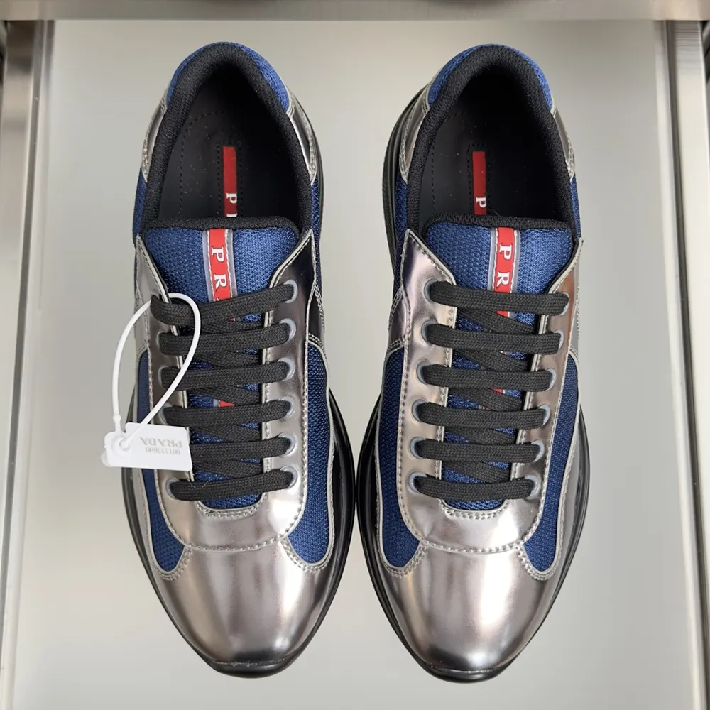 Prada Unisex Patent Leather And Technical Fabric Prada America’S Cup Sneakers-Navy - image 4