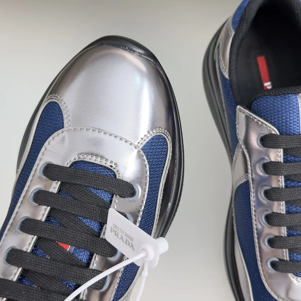 Prada Unisex Patent Leather And Technical Fabric Prada America’S Cup Sneakers-Navy - image 7