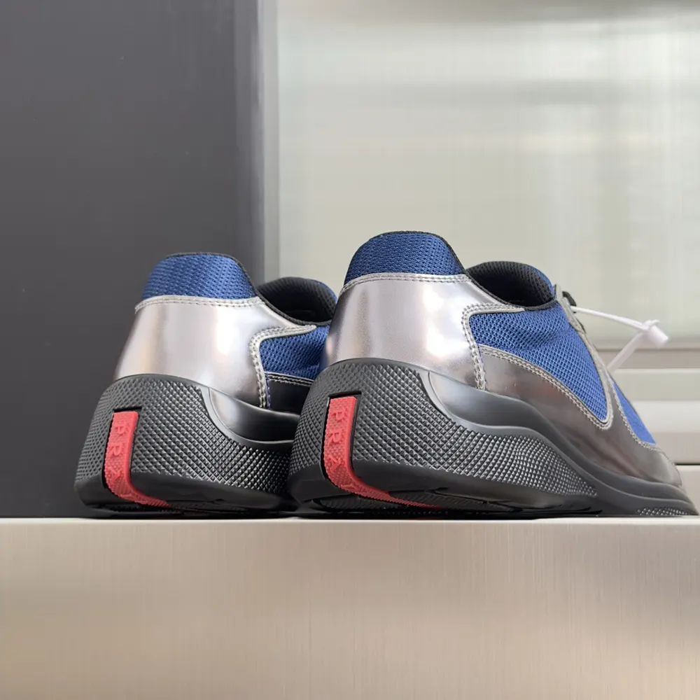 Prada Unisex Patent Leather And Technical Fabric Prada America’S Cup Sneakers-Navy - image 9