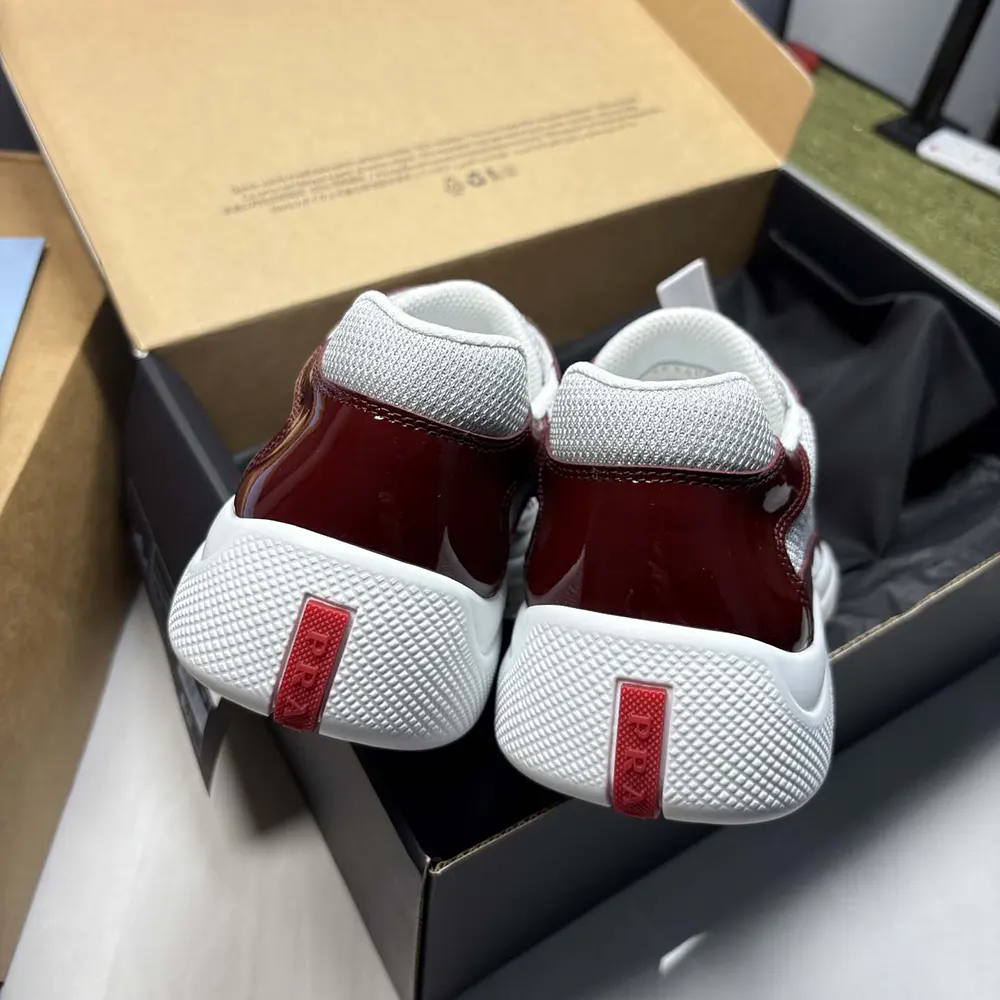 Prada Unisex Patent Leather And Technical Fabric Prada America’S Cup Sneakers-Burgundy - image 9