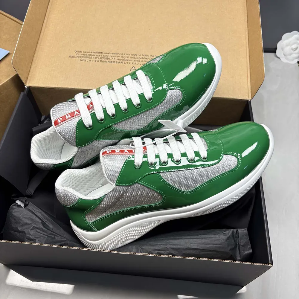 Prada Unisex Patent Leather And Technical Fabric Prada America’S Cup Sneakers-Green - image 8