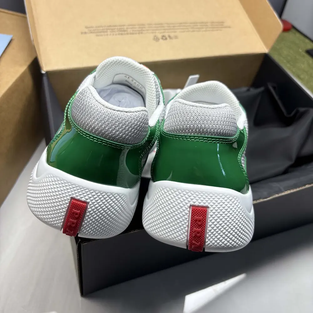 Prada Unisex Patent Leather And Technical Fabric Prada America’S Cup Sneakers-Green - image 9