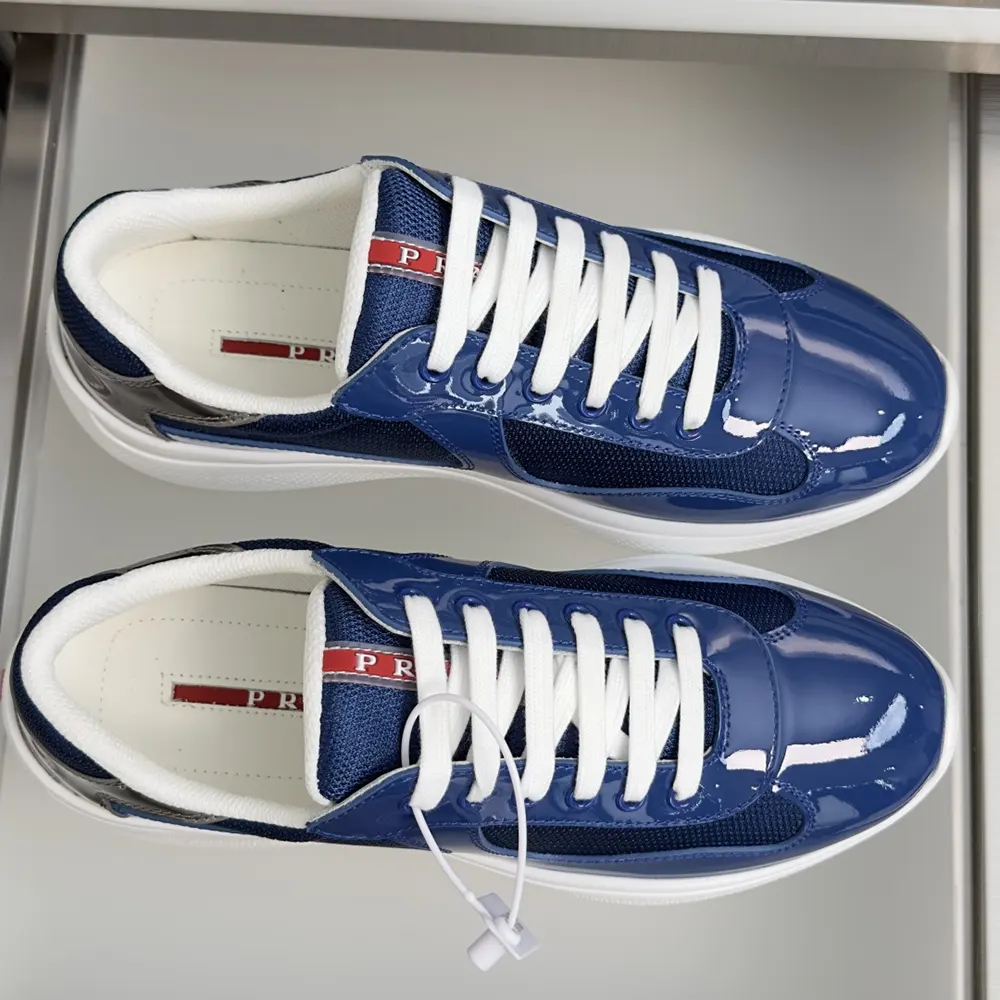 Prada Unisex Patent Leather And Technical Fabric Prada America’S Cup Sneakers-Navy - image 6