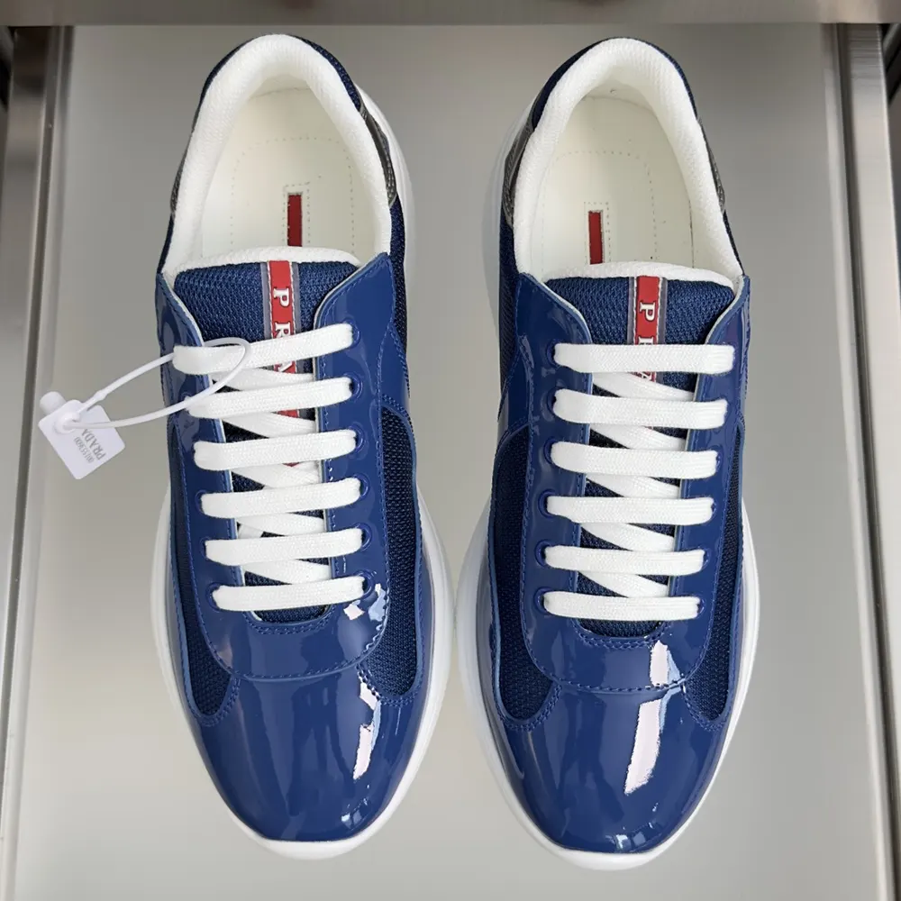 Prada Unisex Patent Leather And Technical Fabric Prada America’S Cup Sneakers-Navy - image 5
