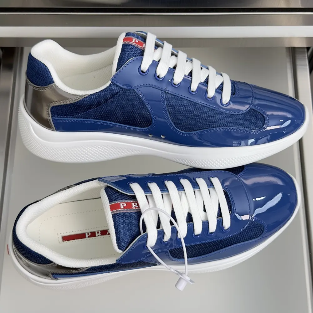 Prada Unisex Patent Leather And Technical Fabric Prada America’S Cup Sneakers-Navy - image 4