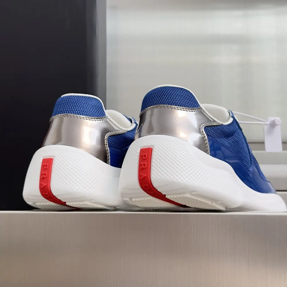 Prada Unisex Patent Leather And Technical Fabric Prada America’S Cup Sneakers-Navy - image 9