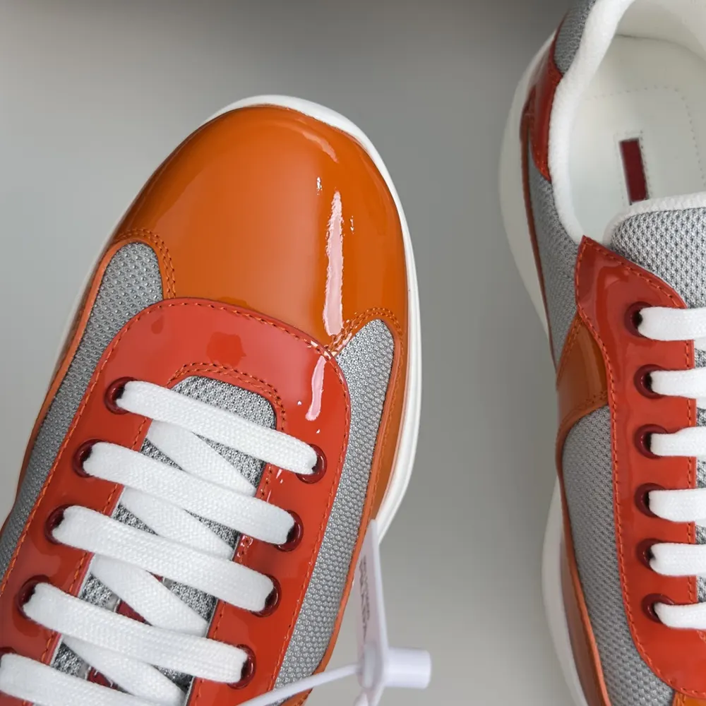 Prada Unisex Patent Leather And Technical Fabric Prada America’S Cup Sneakers-Orange - image 7