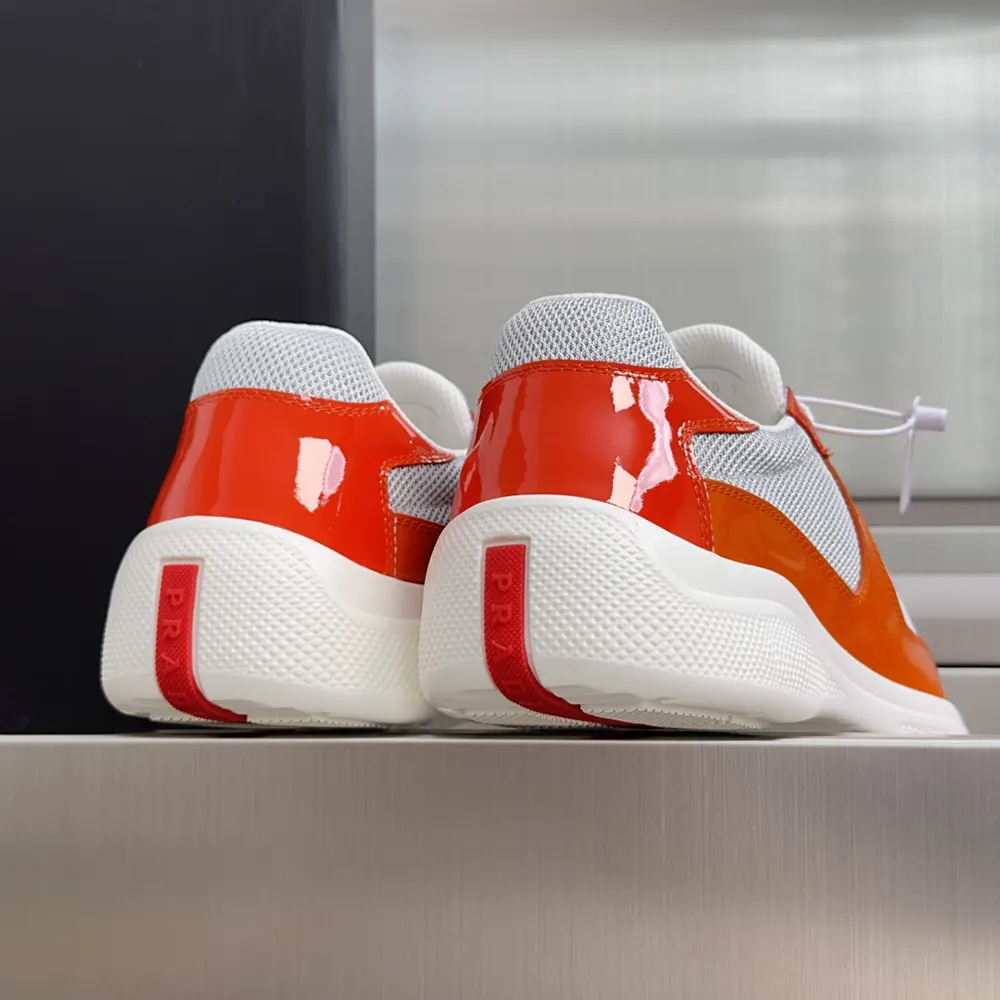 Prada Unisex Patent Leather And Technical Fabric Prada America’S Cup Sneakers-Orange - image 9