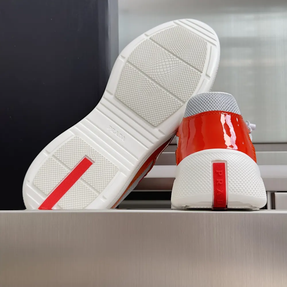 Prada Unisex Patent Leather And Technical Fabric Prada America’S Cup Sneakers-Orange - image 10