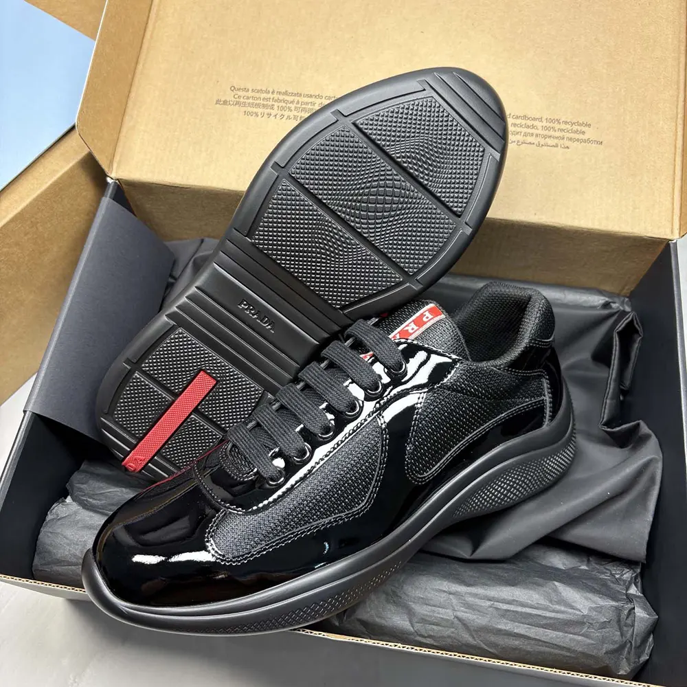 Prada Unisex Patent Leather and Technical Fabric Prada America’s Cup Sneakers-Black - image 10