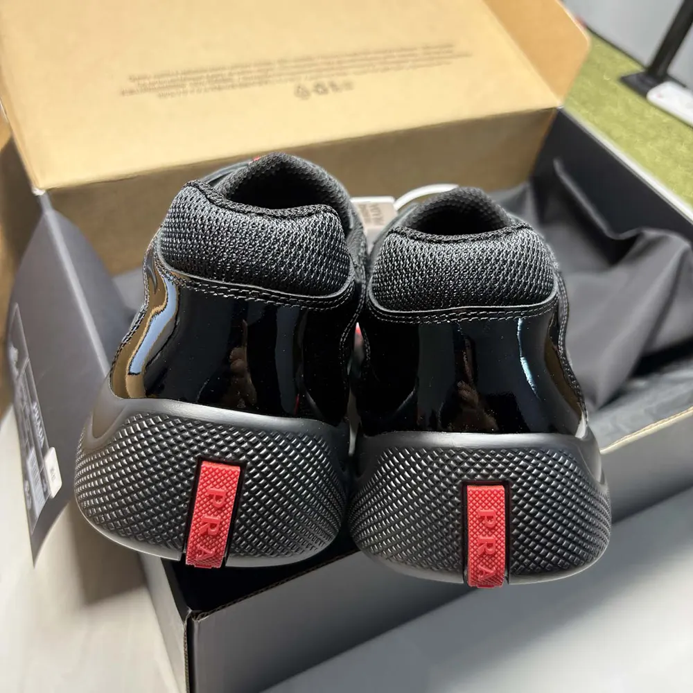 Prada Unisex Patent Leather and Technical Fabric Prada America’s Cup Sneakers-Black - image 9