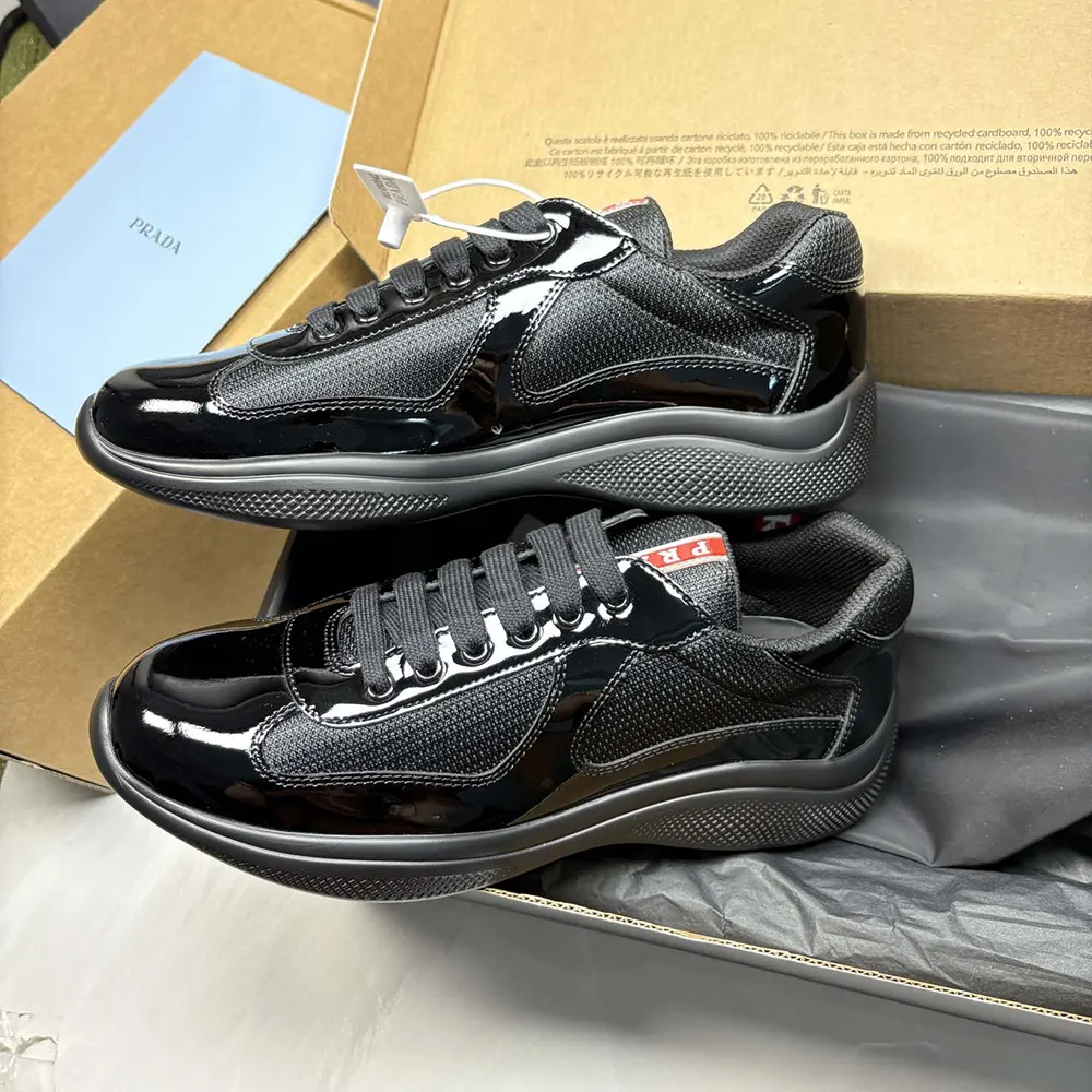Prada Unisex Patent Leather and Technical Fabric Prada America’s Cup Sneakers-Black - image 8