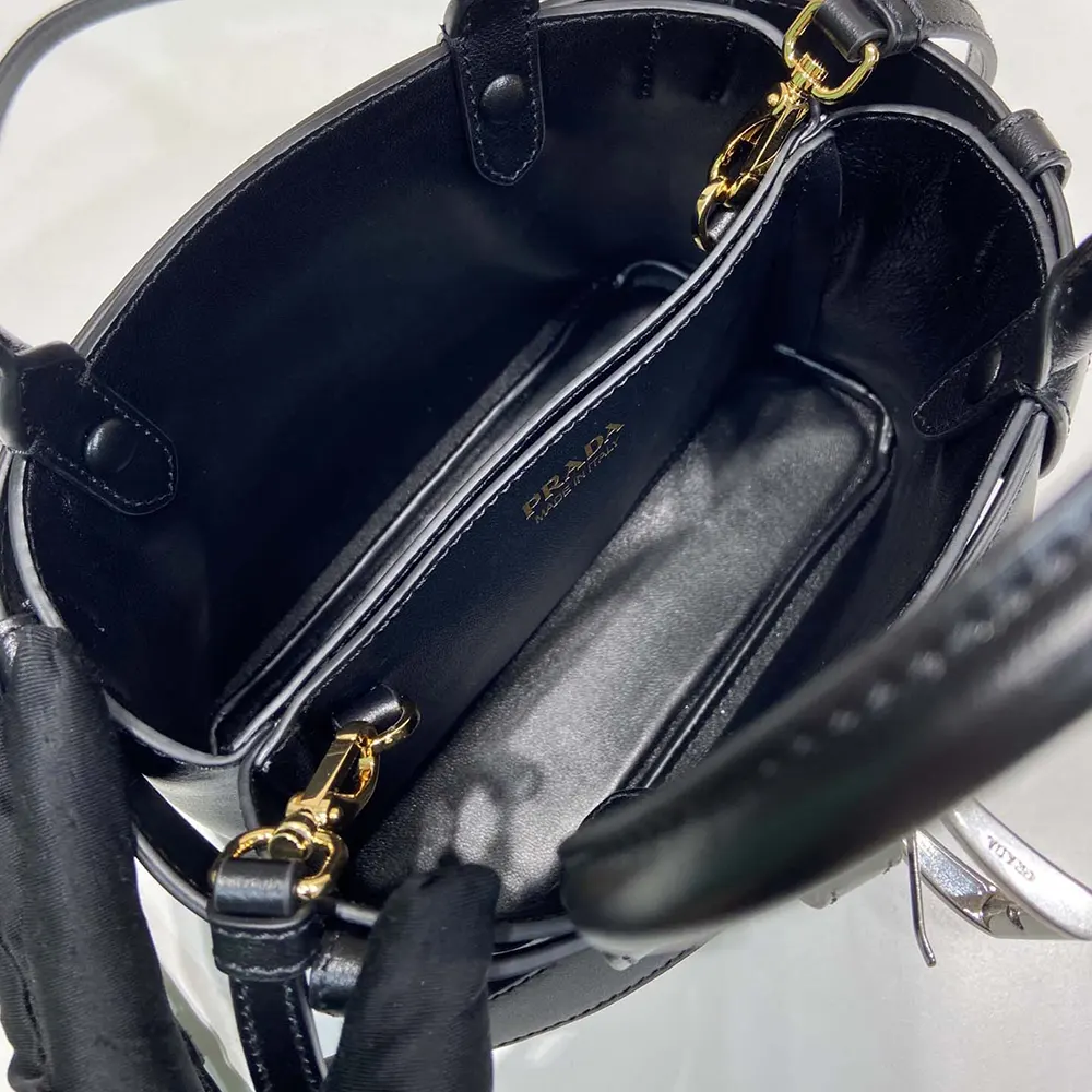 Prada Wome Buckle Small Leather Bag With Belt-Black - image 9