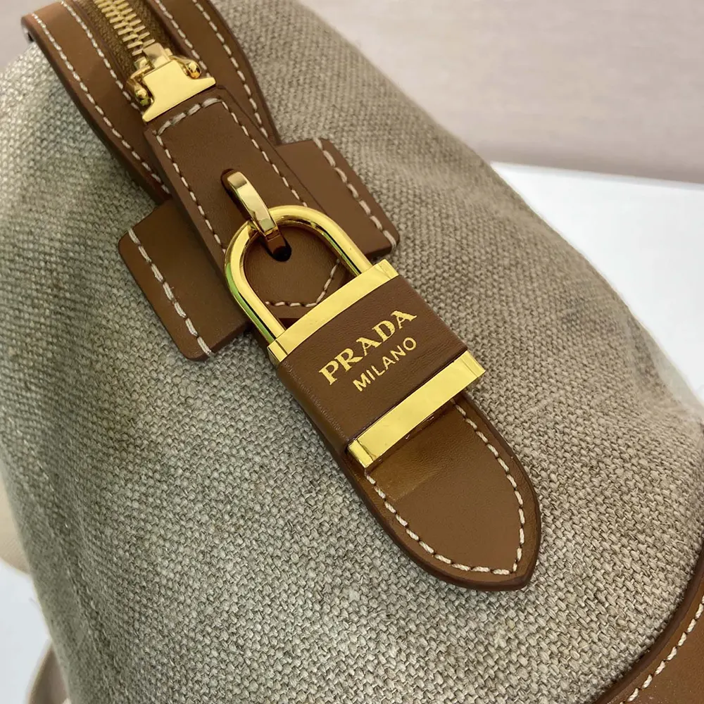 Prada Women Large Linen And Leather Tote Bag-Rope/Natural - image 8