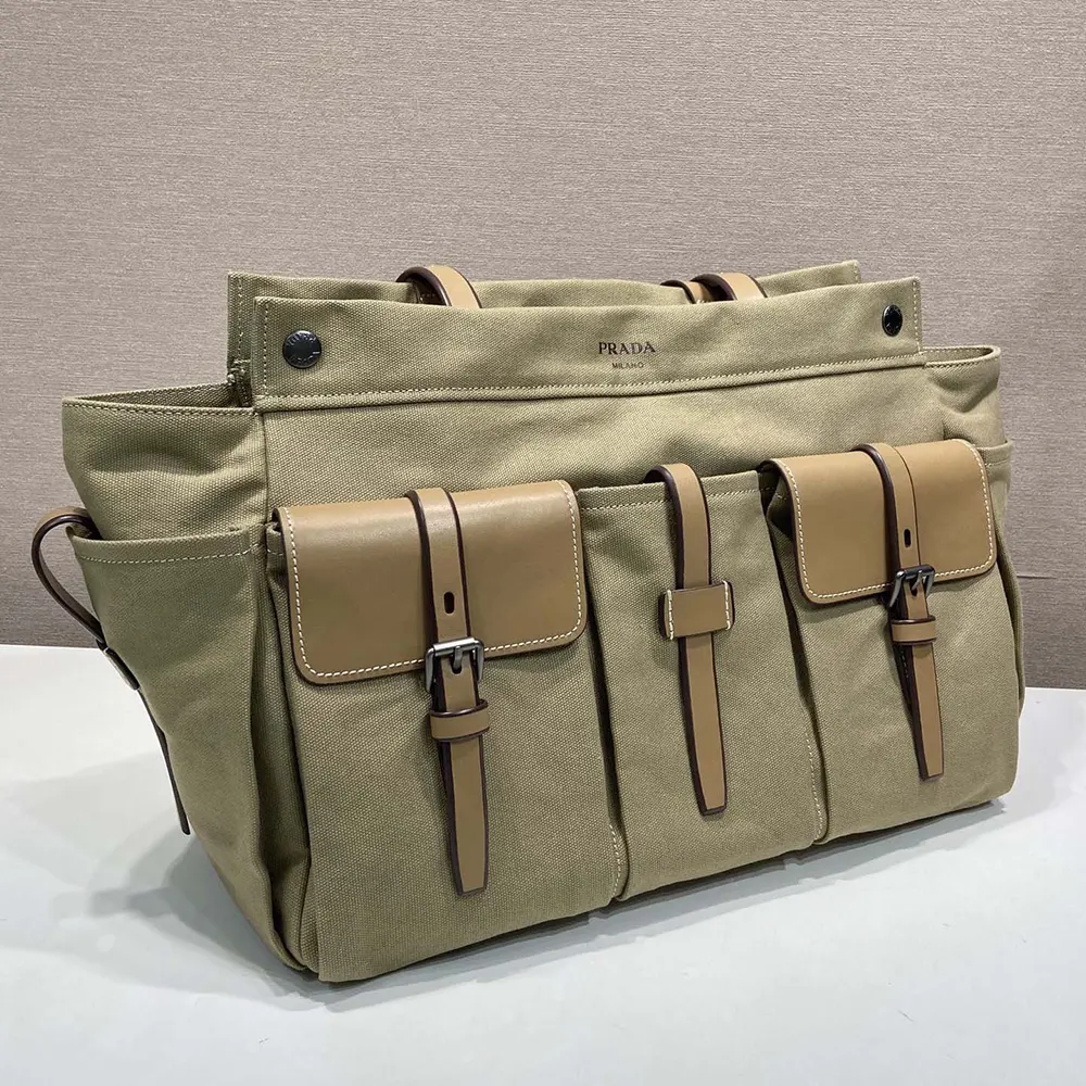 Prada Women Route Canvas and Leather Tote Bag - image 6