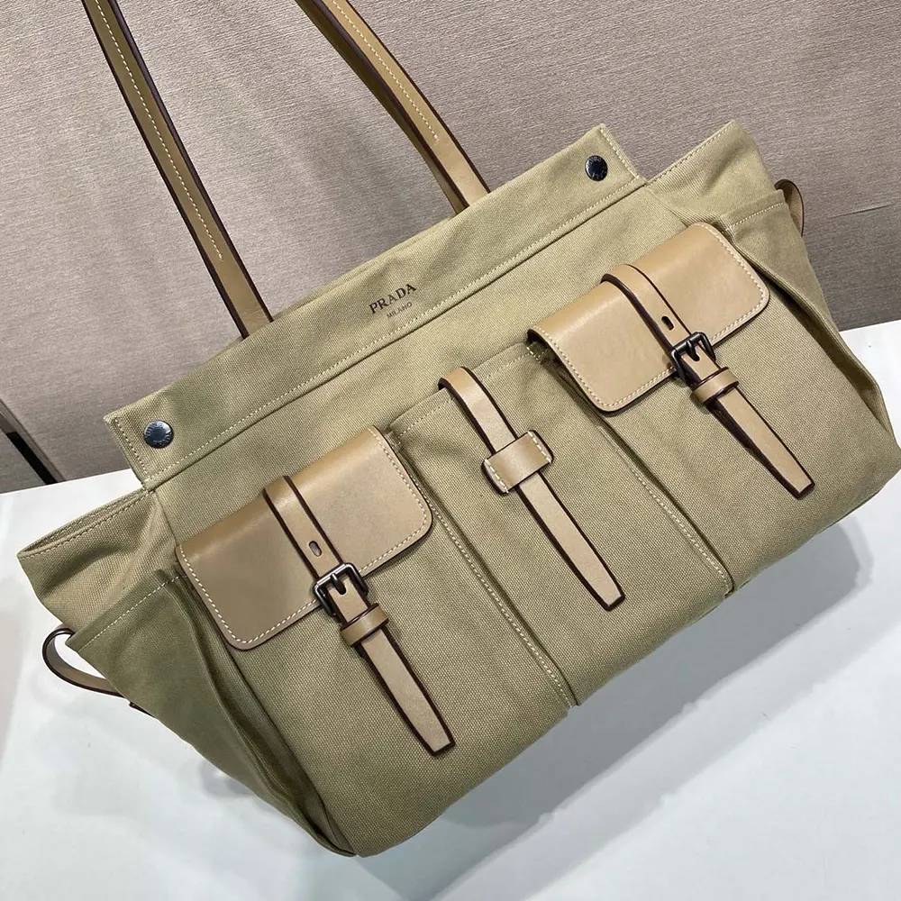 Prada Women Route Canvas and Leather Tote Bag - image 5