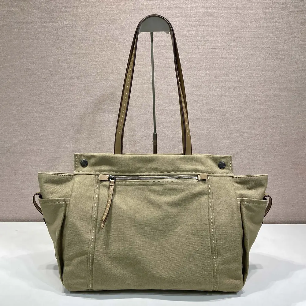 Prada Women Route Canvas and Leather Tote Bag - image 4