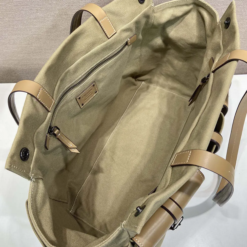 Prada Women Route Canvas and Leather Tote Bag - image 9