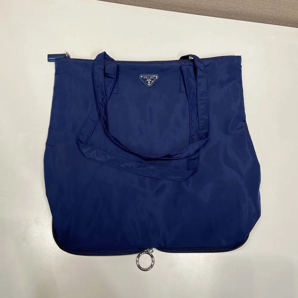 Prada Women Saffiano Leather Pendant With Re-Nylon Tote Bag-Baltic Blue - image 6