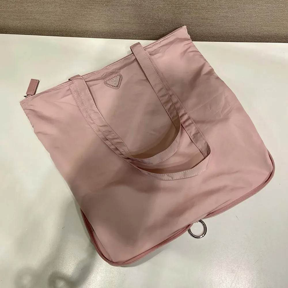 Prada Women Saffiano Leather Pendant With Re-Nylon Tote Bag-Peach - image 6