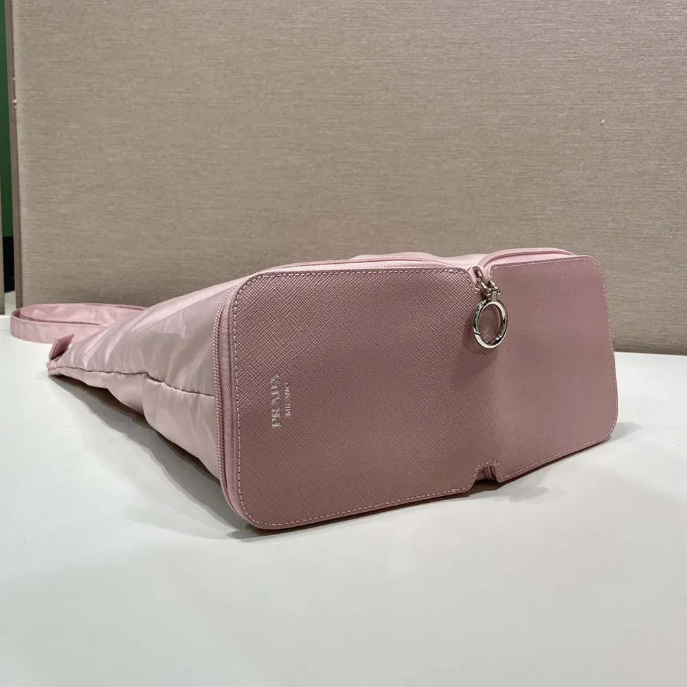 Prada Women Saffiano Leather Pendant With Re-Nylon Tote Bag-Peach - image 7